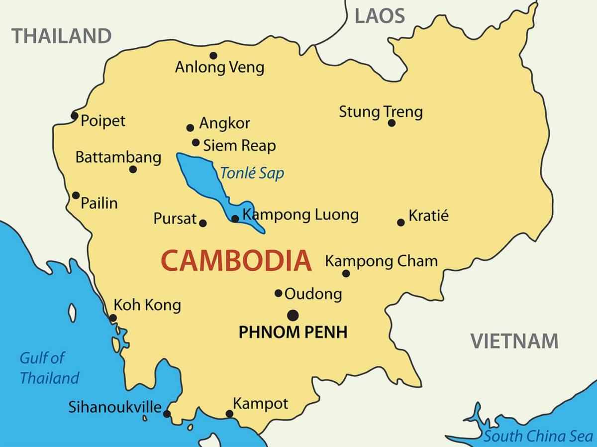Cambodge villes de la carte