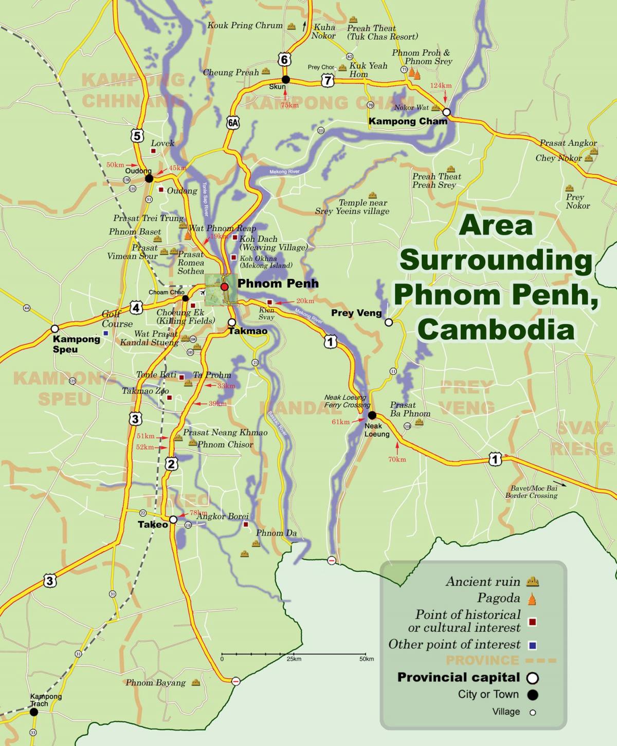 Carte de phnom penh au Cambodge