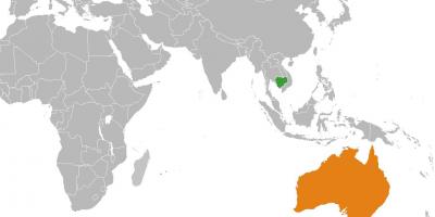 Carte du cambodge dans la carte du monde